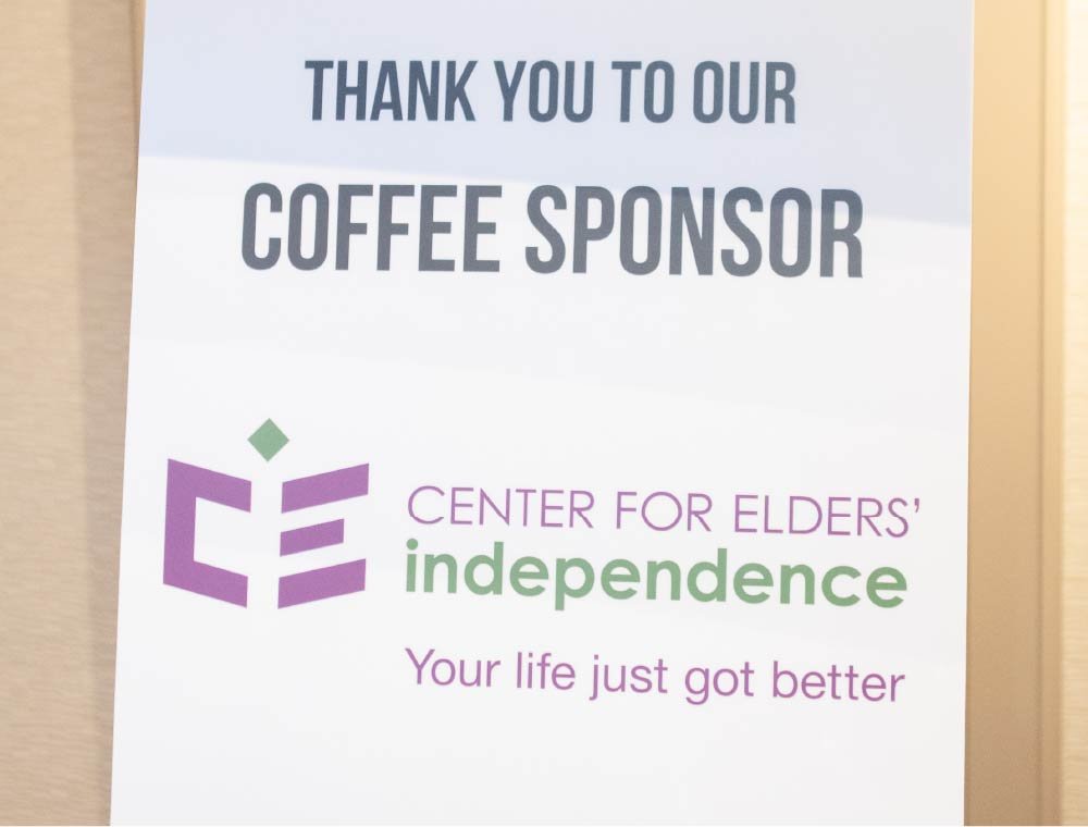 Photo of the Coffee Sponsor with Center for Elders' Independence.
